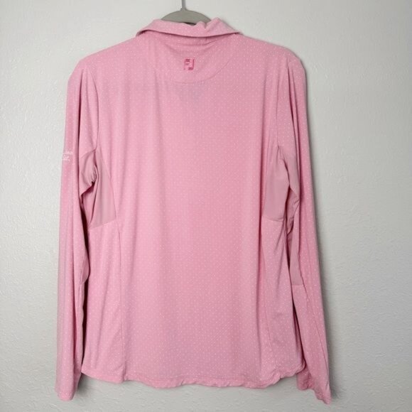 Footjoy FJ pink white polka dot long sleeve golf mesh L - Picture 6 of 11